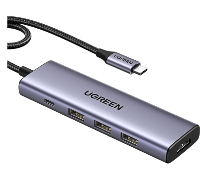 Stacja dokująca do laptopa UGREEN Hub USB-C CM511 HDMI 4K 60Hz 3xUSB 3.0 5Gbps PD 100W srebrny